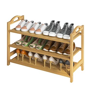 UDEAR Bamboo Shoe Rack 3Tier Shoe Storage Organizer Entryway Shoe Shelf