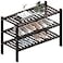 ROMGUAR CRAFT 3 Tier Thick Bamboo Shoe Rack for Closet Free Standing Wood Shoe Shelf for Entryway Small Space Stackable 27x12x21 Black Brown