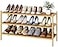 kiplant Long Shoe Rack Bamboo Wood 3Tier Shoe Rack for Entryway Stackable Foldable Natural Shoe Organizer for Hallway Closet Free Standing Shoe Racks for Indoor Outdoor
