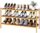 kiplant Long Shoe Rack Bamboo Wood 3Tier Shoe Rack for Entryway Stackable Foldable Natural Shoe Organizer for Hallway Closet Free Standing Shoe Racks for Indoor Outdoor