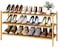 kiplant Long Shoe Rack Bamboo Wood 3Tier Shoe Rack for Entryway Stackable Foldable Natural Shoe Organizer for Hallway Closet Free Standing Shoe Racks for Indoor Outdoor