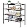 ROMGUAR CRAFT 4 Tier Bamboo Shoe Rack for Closet Free Standing Wood Shoe Shelf for Entryway Small Space Stackable 27x11x26 Black