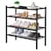 ROMGUAR CRAFT 4 Tier Bamboo Shoe Rack for Closet Free Standing Wood Shoe Shelf for Entryway Small Space Stackable 27x11x26 Black