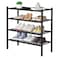 ROMGUAR CRAFT 4 Tier Bamboo Shoe Rack for Closet Free Standing Wood Shoe Shelf for Entryway Small Space Stackable 27x11x26 Black