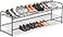 KEETDY 2Tier Long Shoe Rack for Closet Metal Shoe Organizer for Entryway Wide Stackable Shoe Storage Shelf with Sturdy Wire Grid for Closet Floor Bedroom Black