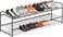 KEETDY 2Tier Long Shoe Rack for Closet Metal Shoe Organizer for Entryway Wide Stackable Shoe Storage Shelf with Sturdy Wire Grid for Closet Floor Bedroom Black