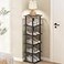 SHIISEWE Bamboo Shoe Rack for Small Spaces 6 Tier Tall Vertical Narrow Rack for Closet Stackable Shoe Holder Black Stand for Entryway Storage Shoe Organizer