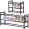 Bumusty 3Tier Expandable Shoe Rack for Closet 1833 Adjustable Shoe Rack for Small Space Small Shoe Organizer for Front Door Sturdy Metal Black