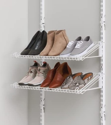 Rubbermaid Customizable Wall Mount Shoe Shelf White for HomeHouseClosetLaundryLinen Organization