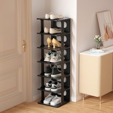 HAIXIN Vertical Narrow Tall Shoe Rack for Front Door Entrance 7Tier Sturdy Stackable Shoe Rack Organizer for Closet Entryway Corner Shoe Storage Shelf Shoe Cubby