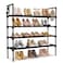 LANTEFUL 4 Tier Shoe Rack for Closet Shoe Organizer with 5 Hooks Long Shoe Shelf Storage for Shoe and Boot Stackable Free Standing Shoe Rack for Entryway Garage Small Spaces Dorm Black