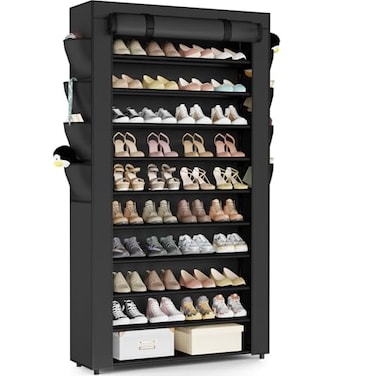 Mavivegue Shoe Rack with Cover 101 Tier Tall Shoe Storage for 5055 Pairs of Shoes Shoe Organizer for Entryway Closet