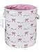 LANGYASHAN Laundry Basket Canvas Collapsible Organizer Storage Basket for Boys Girls Laundry Hamper Toy Bins Gift Baskets Bedroom Clothes Children Nursery Bowknot