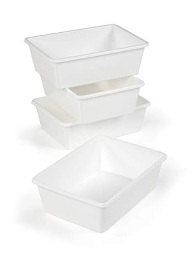 Humble Crew Large Plastic Storage Bins for Kids Set of 4 Sturdy Toy Organizer Bins for Playroom Nursery Classroom Bedroom Storage White