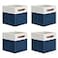 DULLEMELO Fabric Bins for Cube 11x11 Gift Baskets Empty for Boy Girl Mother Father Christmas FestivalFabric Storage Bins Cube Organizer Baskets With Leather HandlesWhiteBlue