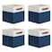 DULLEMELO Fabric Bins for Cube 11x11 Gift Baskets Empty for Boy Girl Mother Father Christmas FestivalFabric Storage Bins Cube Organizer Baskets With Leather HandlesWhiteBlue