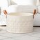boldmonkey BOLDMONEKY Blankets Basket 20 x20 x118 Large Round Laundry Hamper with Leather Handle Soft Dog Toy Woven Basket for StorageBeige