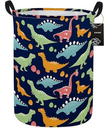 Essme ESSME Dinosaur Laundry Basket Storage Bin large Collapsible Canvas Waterproof Coating Nursery hamper for Toy BinsBaby hamperBoys and GirlsHome OrganizerNavy Blue dinosaur