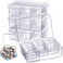 Blulu 52 Pcs Bead Organizer Box Plastic Storage Cases Mini Clear Bead Storage Containers Classroom DIY Craft Transparent Boxes with Hinged Lid for Diamond Painting Accessories Jewelry