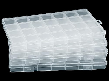 JESEP YONG 4Packs 28 Grids Bead Organizer Plastic Organizer Box with Fixed DividersJewelry Accessories and Small Parts Container Clear Box for Jewerly Beads Sewing Drawing