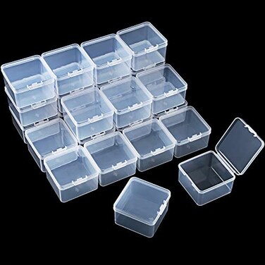 Jetec 36 Pack Clear Small Plastic Container Box Beads Organizer Boxes with Hinged Lid Square Transparent Storage Case for Small Items Jewelry Craft DIY Nail25 x 25 x 15 Inches