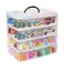 YOCOMEY 4Tier Stackable Storage Container Box with 40 Adjustable Compartments Plastic Organizer Box Transparent Storage Case for Kids Toys Art Crafts Jewelry Supplies Fuse Beads Washi Tapes