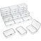 SATINIOR 24 Packs Small Clear Plastic Beads Storage Containers Box with Hinged Lid for Storage of Small Items Crafts Jewelry Hardware 37 x 25 x 1 Inches