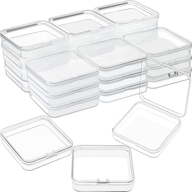 SATINIOR 24 Packs Small Clear Plastic Beads Storage Containers Box with Hinged Lid for Storage of Small Items Crafts Jewelry Hardware 276 x 276 x 067 Inches