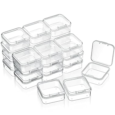 SATINIOR 24 Packs Small Clear Plastic Beads Storage Containers Box with Hinged Lid for Storage of Small Items Crafts Jewelry Hardware17 x 17 x 08 Inches