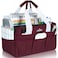 JJRING Craft Organizer Tote Bag Art Storage Caddy with Multiple Pockets Dark Red Sewing Bag for Art Craft Scrapbooking School Medical and Office