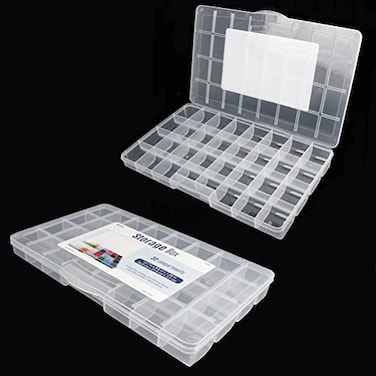 Chemlliy 32 Grids Clear Plastic Organizer Box Craft Storage Container for Beads Organizer Art DIY Crafts Jewelry Storage Fishing Tackles Rock Collection 2 Pack