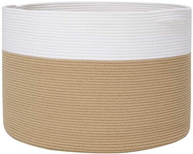Cottonphant 24 x 24 x 17 Max Size Large Cotton Rope Basket Extra Large Storage Basket Woven Laundry Hamper Cloth Storage Bin for Blankets Clothes Towels Pillows in Living Room Beige