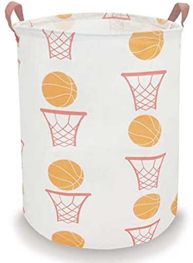 BOOHIT Cotton Fabric Storage BinCollapsible Laundry BasketWaterproof Large Storage basketsToy OrganizerHome Decor basketball