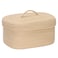 Sea Team Oval Cotton Rope Storage Basket with Lid Lidded Woven Storage Bin Nursery Storage Container Diaper Caddy Baby Shower Basket Box Organizer 15 x 11 x 65 Inches Medium Khaki