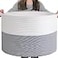 INDRESSME XXXLarge Cotton Rope Basket 217 x 217 x 138 Woven Baby Laundry Baskets Blanket Basket Toy Baskets with Handle Storage Comforter Cushions Navy Laundry Hamper