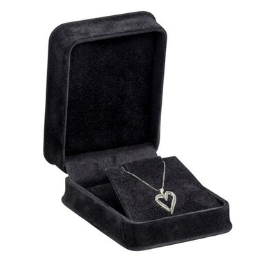 ALLURE BOX Allure Rich Suede Black Luxury Pendant Box Elegant Diamond Pendant Case With Black Velour Interior Jewelry Display Gift Box For Unique Proposal Engagement Or Wedding