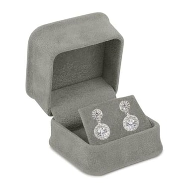 ALLURE BOX Allure Rich Suede Gray Luxury Earring Box Elegant Diamond Earring Case With Gray Velour Interior Jewelry Display Gift Box For Unique Proposal Engagement Or Wedding