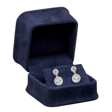 ALLURE BOX Allure Rich Suede Navy Blue Luxury Earring Box Elegant Diamond Earring Case With Blue Velour Interior Jewelry Display Gift Box For Unique Proposal Engagement Or Wedding