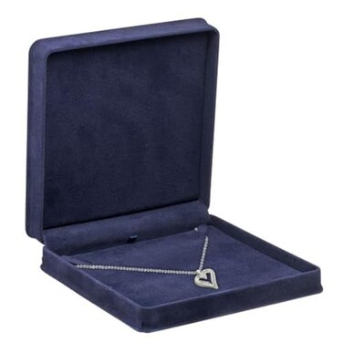 ALLURE BOX Allure Rich Suede Navy Blue Luxury Necklace Box Elegant Diamond Necklace Case With Blue Velour Interior Jewelry Display Gift Box For Unique Proposal Engagement Or Wedding