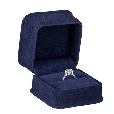 ALLURE BOX Allure Rich Suede Navy Blue Luxury Ring Box Elegant Diamond Ring Case With Blue Velour Interior Jewelry Display Gift Box For Unique Proposal Engagement Or Wedding