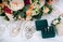 Beatrix &amp; Beatrix Luca 3 Ring Velvet Ring Box Ring Holder Jewelry Proposal Wedding Ceremony Engagement Photography Keepsake Bridal Rectangle Triple Emerald Green Triple