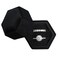 BLUTETE Hexagon Velvet 2 Slots Jewelry Ring Box Engagement Ring Box Wedding Day Detachable Lid for Proposal Engagement Wedding Ceremony Black