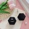 BLUTETE Hexagon Velvet 2 Slots Jewelry Ring Box Engagement Ring Box Wedding Day Detachable Lid for Proposal Engagement Wedding Ceremony Black