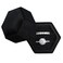 BLUTETE Hexagon Velvet 2 Slots Jewelry Ring Box Engagement Ring Box Wedding Day Detachable Lid for Proposal Engagement Wedding Ceremony Black