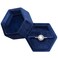 BLUTETE Hexagon Velvet Jewelry Single Slot Ring Box Engagement Wedding Box Keepsake Box Bridal Photo Ring Navy