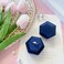 BLUTETE Hexagon Velvet Jewelry Single Slot Ring Box Engagement Wedding Box Keepsake Box Bridal Photo Ring Navy