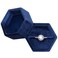 BLUTETE Hexagon Velvet Jewelry Single Slot Ring Box Engagement Wedding Box Keepsake Box Bridal Photo Ring Navy