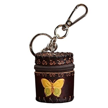 Fanyixuan Handmade mini leather bucket bag pendant jewelry box jewelry classification storage box change storage bag personalized bag pendantbrown