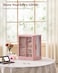 Glimmloop 360 Rotating Jewelry Box with 5 Drawers Spacious Vertical Jewelry Organizer with Glass Window Jewelry Storage Case Dustproof Moistureresistant Design Pink