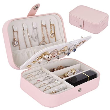 homchen Travel Jewelry Organiser Cases Jewelry Storage Box for Necklace Earrings Rings Bracelet BoxPink